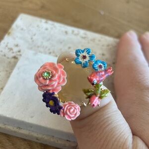 LES NEREIDES Anthropologie  Hand Enamelled cardinal   RING